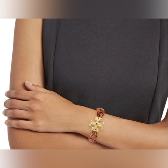 🆕NWT Tory Burch Authentic Miller Fisherman-Gold-& Braided Leather Bracelet - Picture 3 of 12